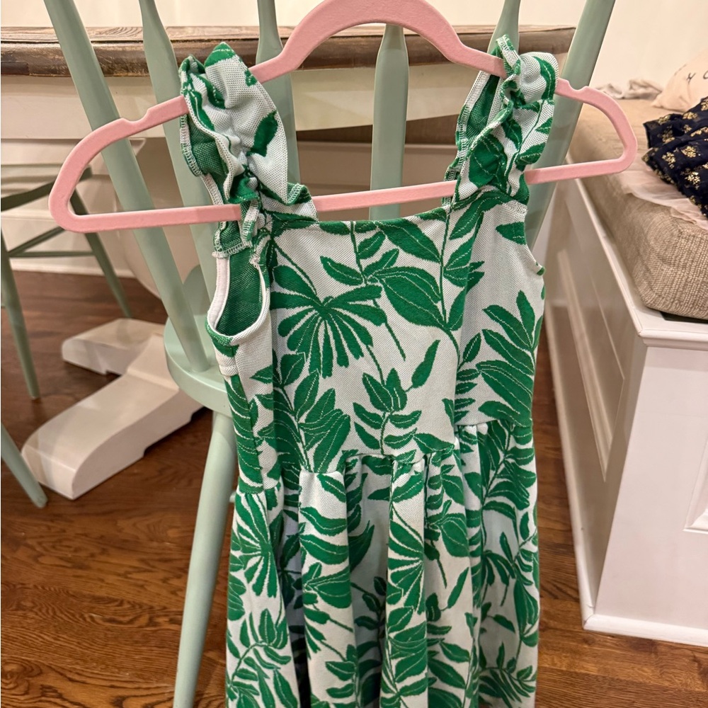 Janie and Jack palm leaf jacquard strap dress